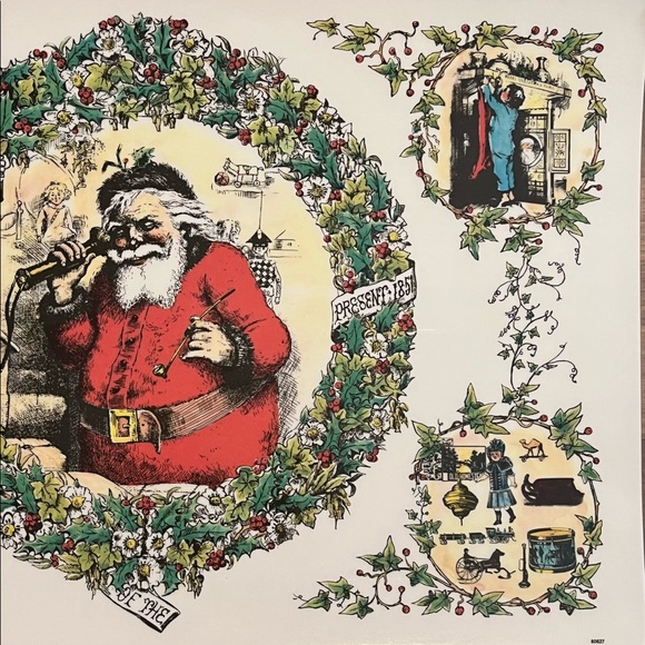 Vintage 5 Plastic Laminate Double Side Placemats Santa Christmas Holiday1994 USA - Picture 5 of 6